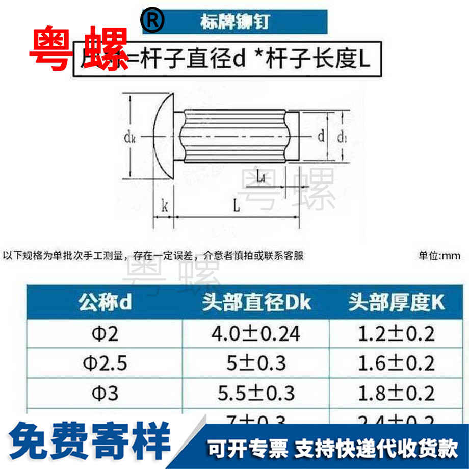 定制GB827保亭鋁保亭標(biāo)牌鉚釘